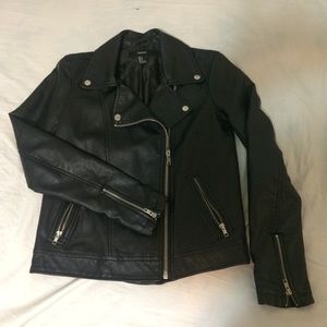 Forever 21 Black Faux Leather Zip Moto Jacket